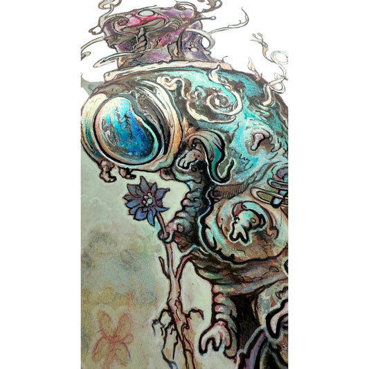 Kuhmali
Lila’s First Date While She Was Nervous At First, But Began to Become a Bit More Confident After Spotting a Beautiful Little Flower, 2026
Holographic foil
11 x 14 in
Edition of 25