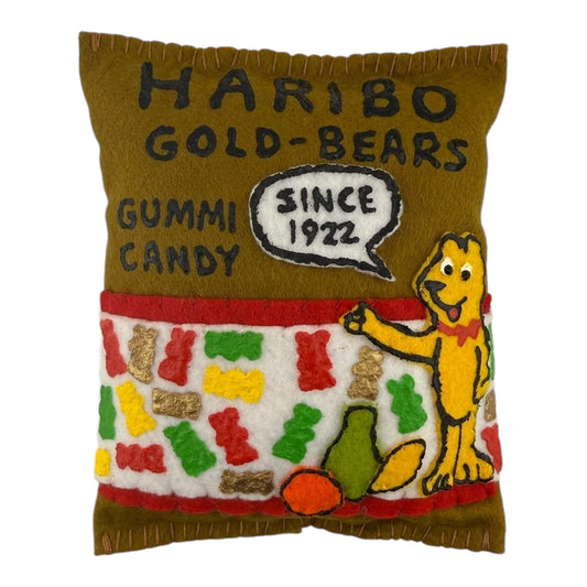 Lucy Sparrow
Haribo Gold Bears, 2025
Felt and acrylic paint
Approx. 2 x 5 x 6 in

Handmade felt soft sculpture painted by Lucy Sparrow. Hand signed on verso.