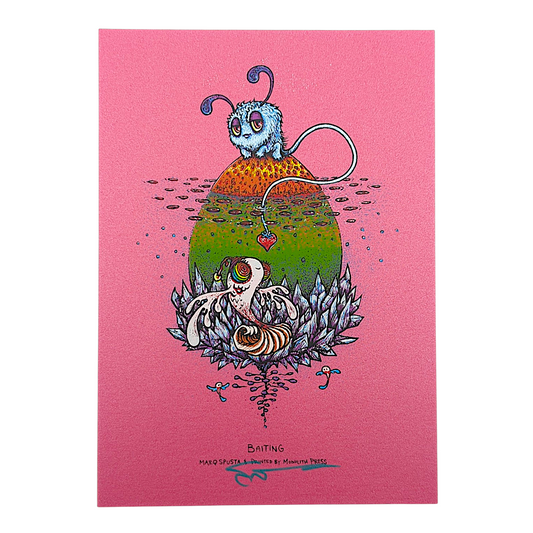 Marq Spusta
Baiting (Pink Shimmer), 2019
Screen print
5 x 7 in

Hand signed by the artist