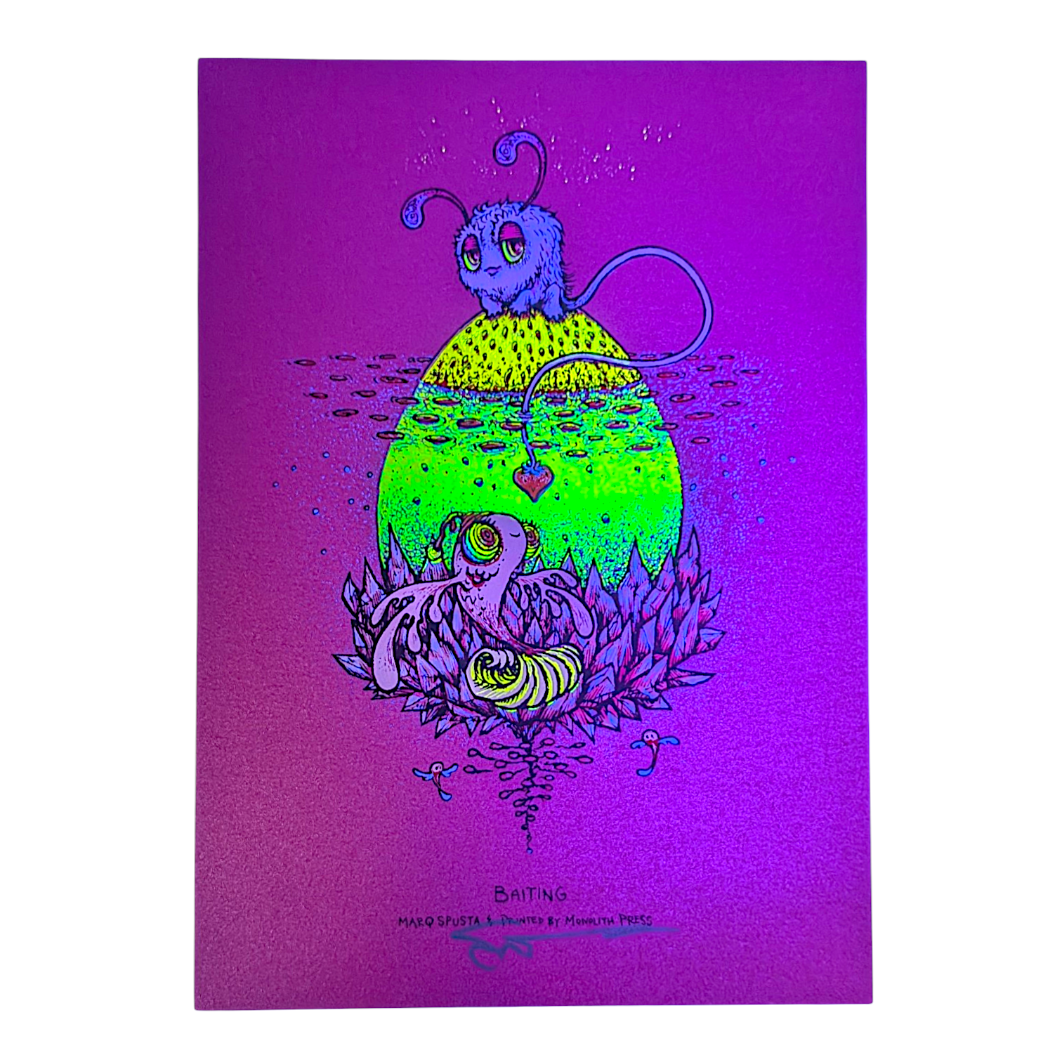 Marq Spusta
Baiting (Pink Shimmer), 2019
Screen print
5 x 7 in

Hand signed by the artist
