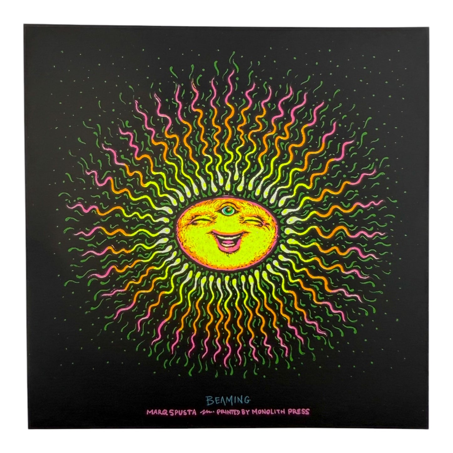 Marq Spusta "Beaming" (Black Rubber) Mini Print