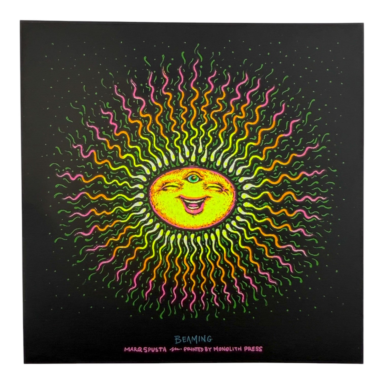 Marq Spusta "Beaming" (Black Rubber) Mini Print