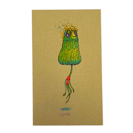Marq Spusta  "Bearded Vegan (Listening Gold)" Micro Print