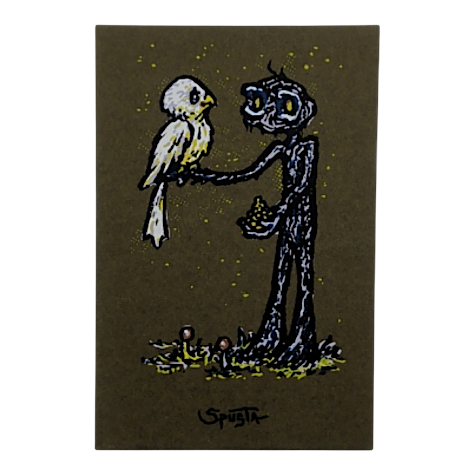 Marq Spusta
Bird Keeper
Screen print
2 x 3 in 

Plate signed