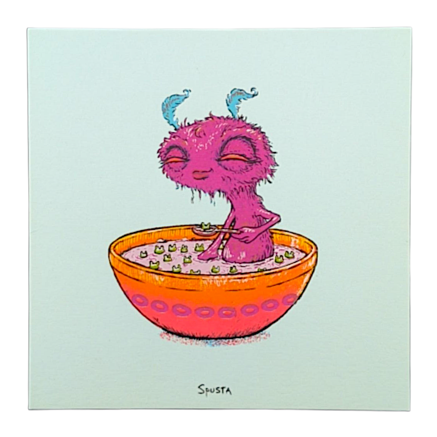 Marq Spusta 
Cereal Killer (Light Blue), 2022 
Screen print 
4 x 4 in 

Plate signed 