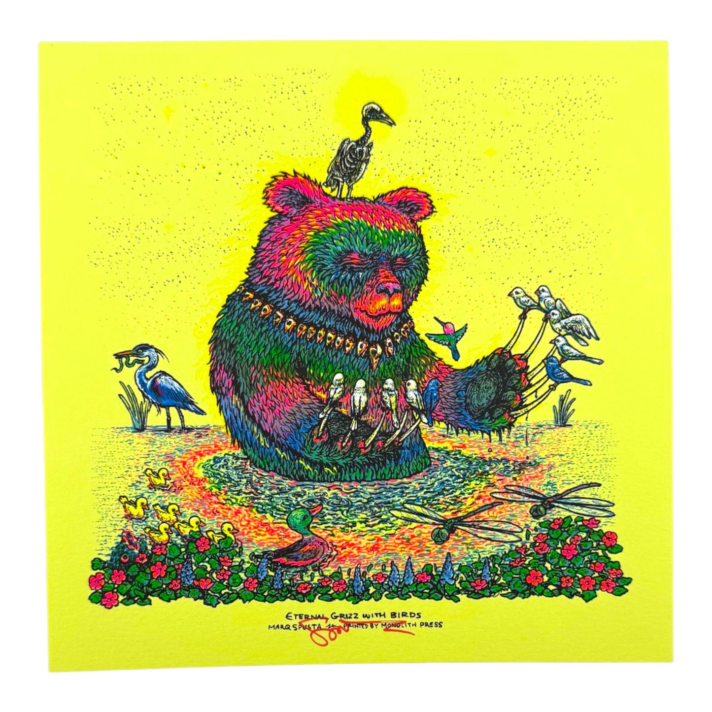 Marq Spusta "Eternal Grizz with Birds" Mini Print