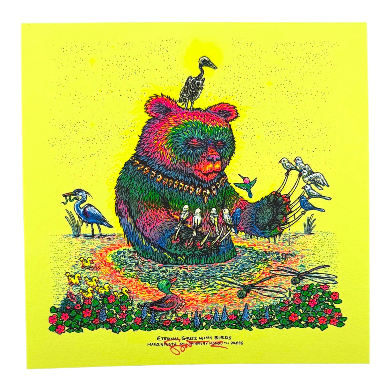 Marq Spusta "Eternal Grizz with Birds" Mini Print