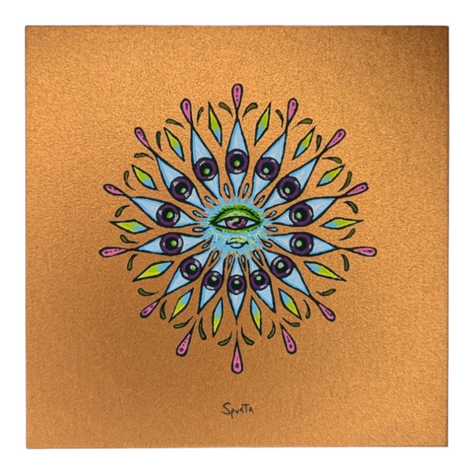 Marq Spusta Eye Mandala (Copper Shimmer) Screen print  4 x 4 in  Plate signed