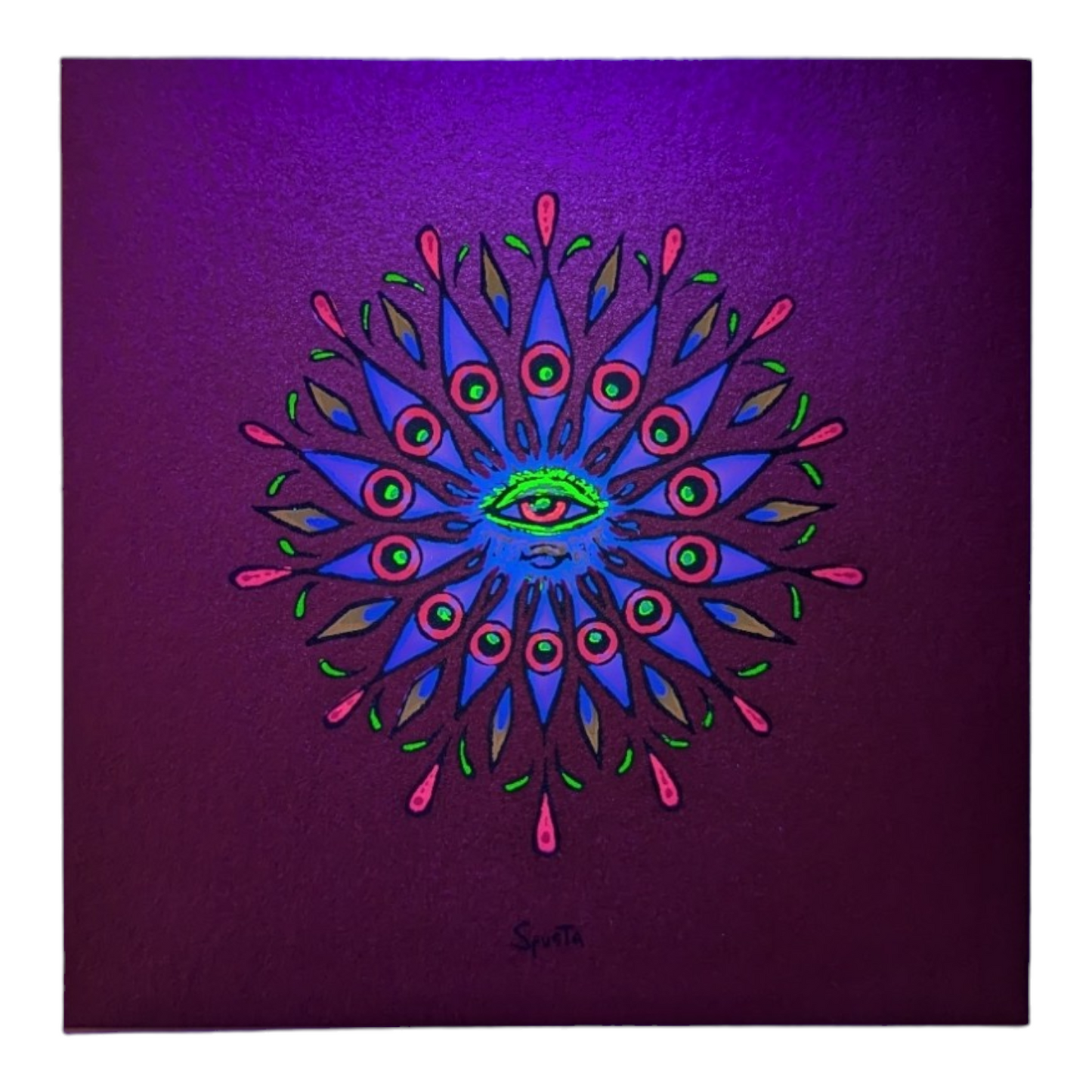 Marq Spusta Eye Mandala (Copper Shimmer) Screen print  4 x 4 in  Plate signed