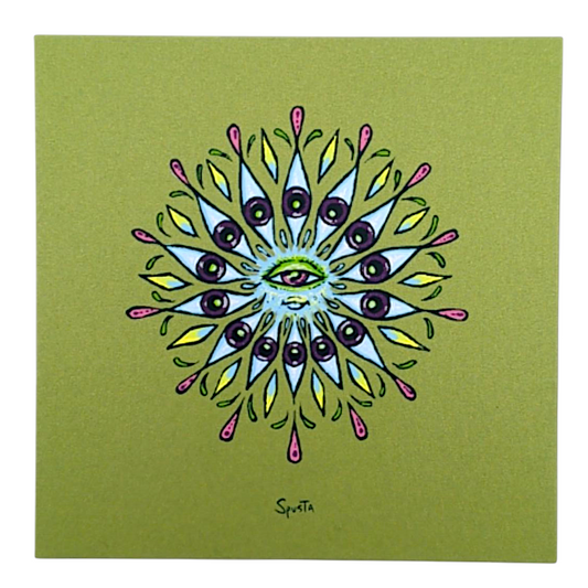 Marq Spusta Eye Mandala (Dark Lime Shimmer) Micro Print