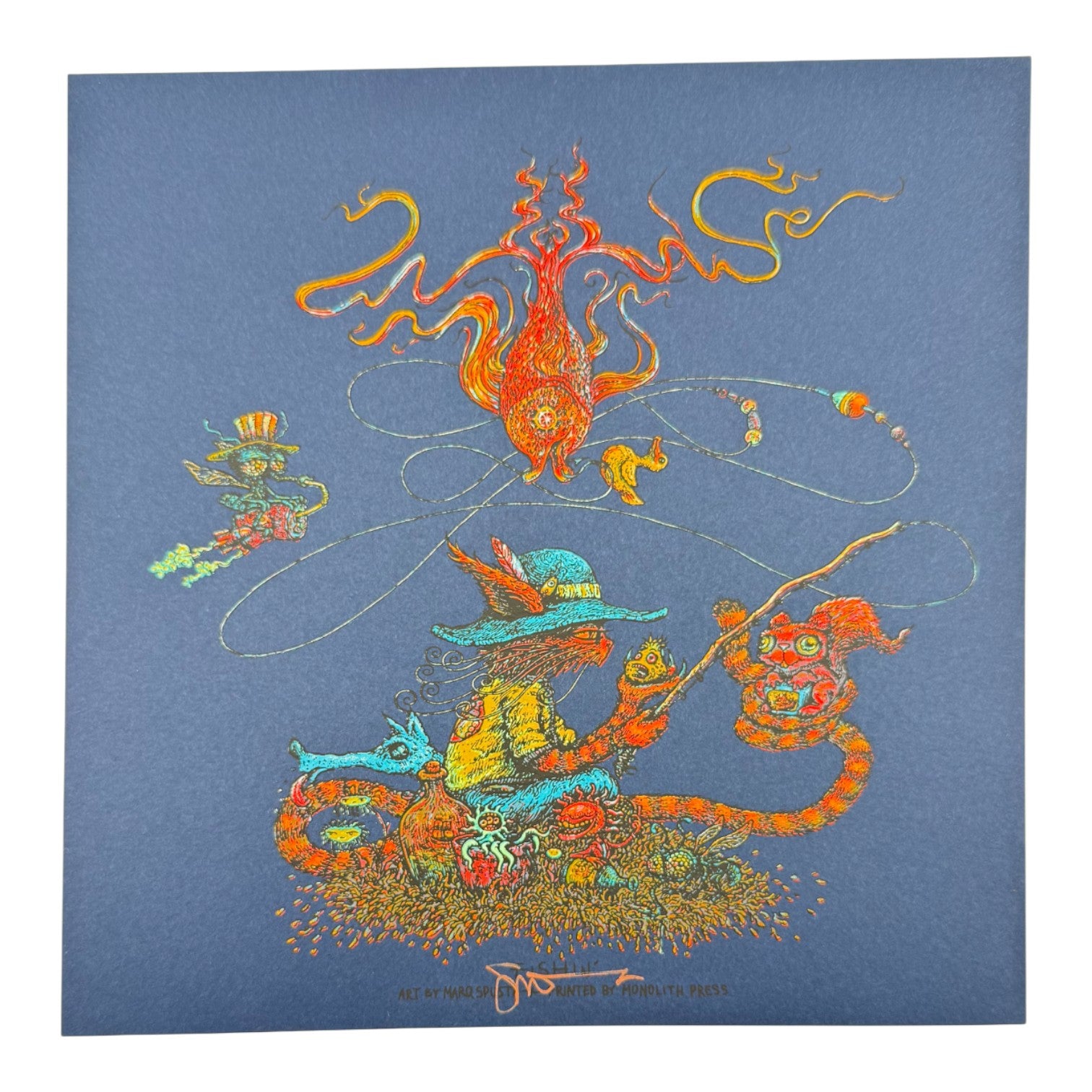 Marq Spusta "Fishin'" (Dark Blue) Mini Print