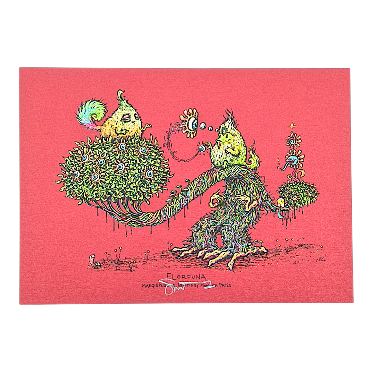 Marq Spusta
Florfuna (Cranberry Shimmer), 2018 
Screen print
5 x 7 in

Hand signed by the artist