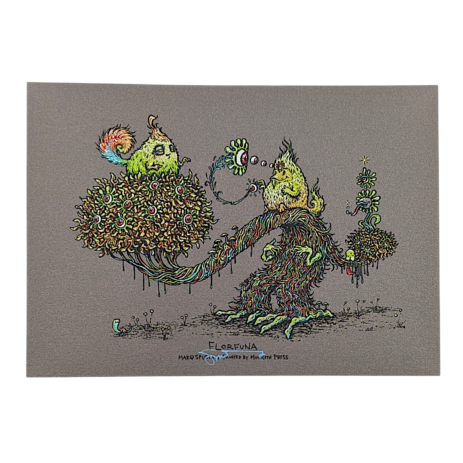 Marq Spusta
Florfuna (Dark Gray Shimmer), 2018
Screen print
5 x 7 in

Hand signed by the artist