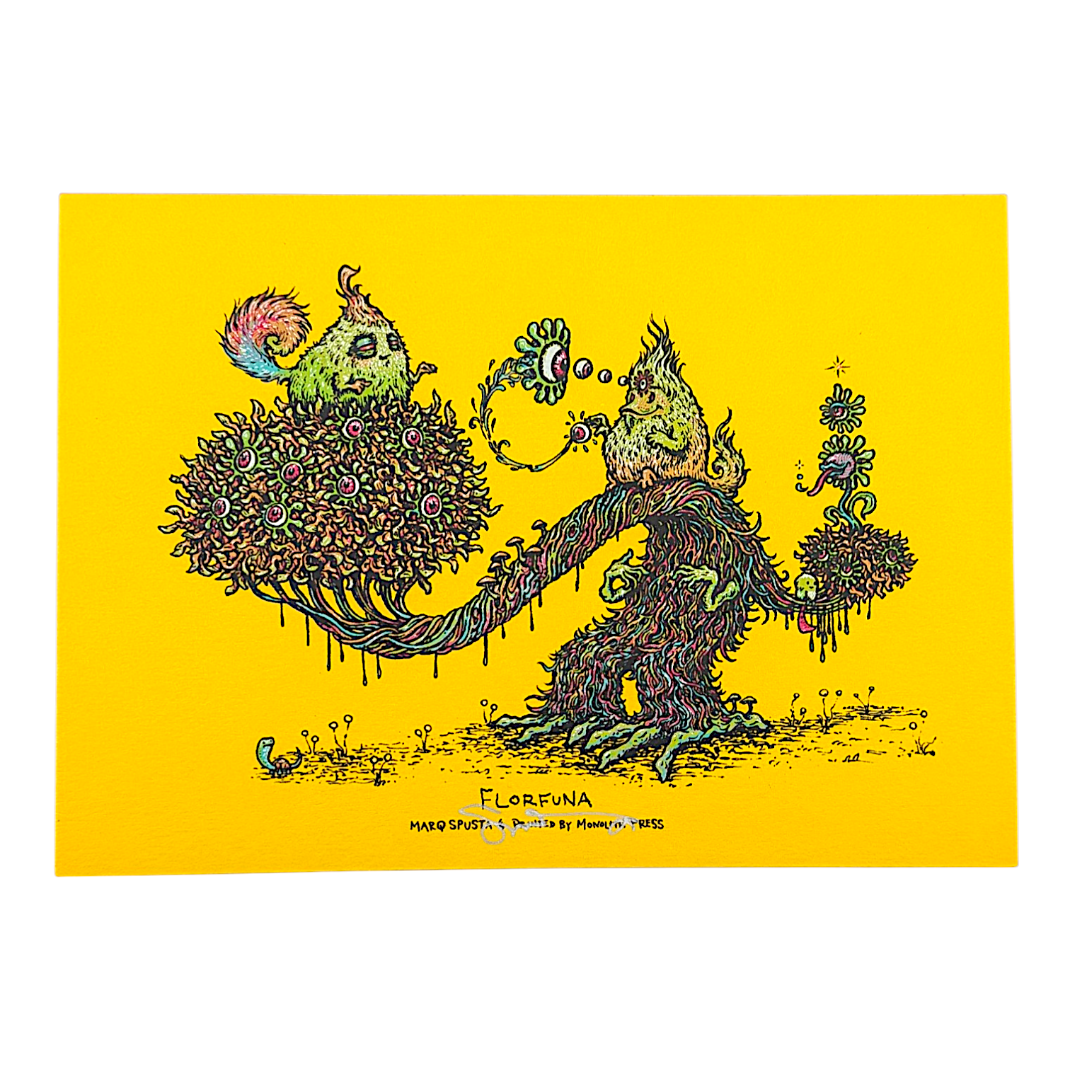 Marq Spusta
Florfuna (Lemongrass Shimmer), 2018
Screen print
5 x 7 in

Hand signed by the artist