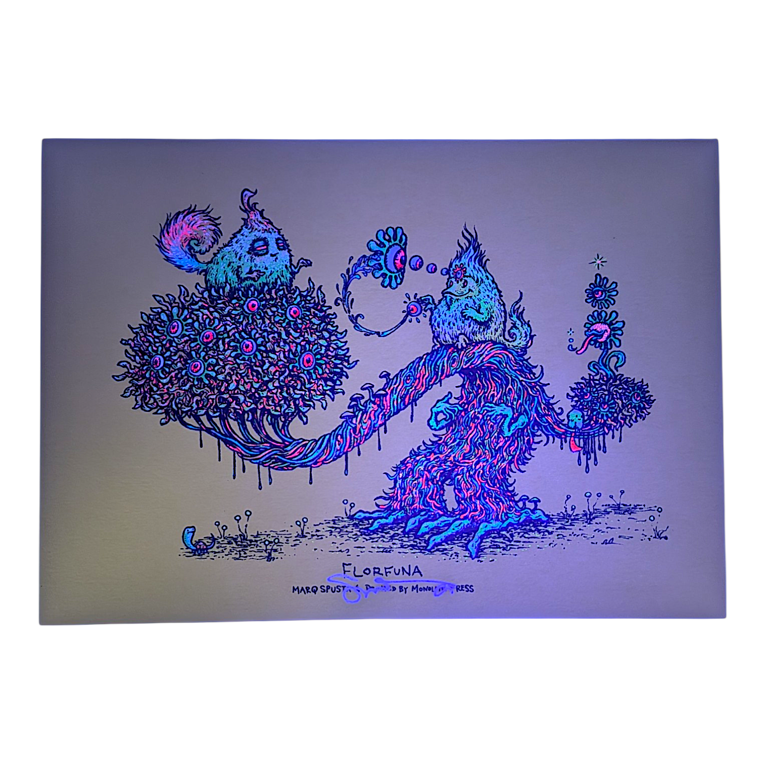 Marq Spusta
Florfuna (Lemongrass Shimmer), 2018
Screen print
5 x 7 in

Hand signed by the artist