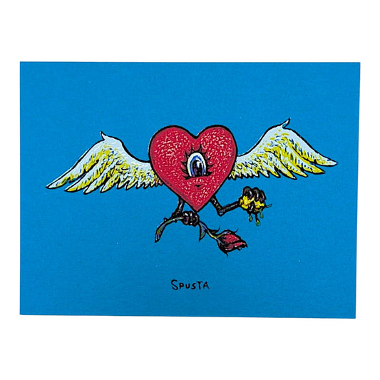 Marq Spusta
Flying Heart with Rose (Sticky Teal)
Screen print
4 x 3 in

Plate Signed