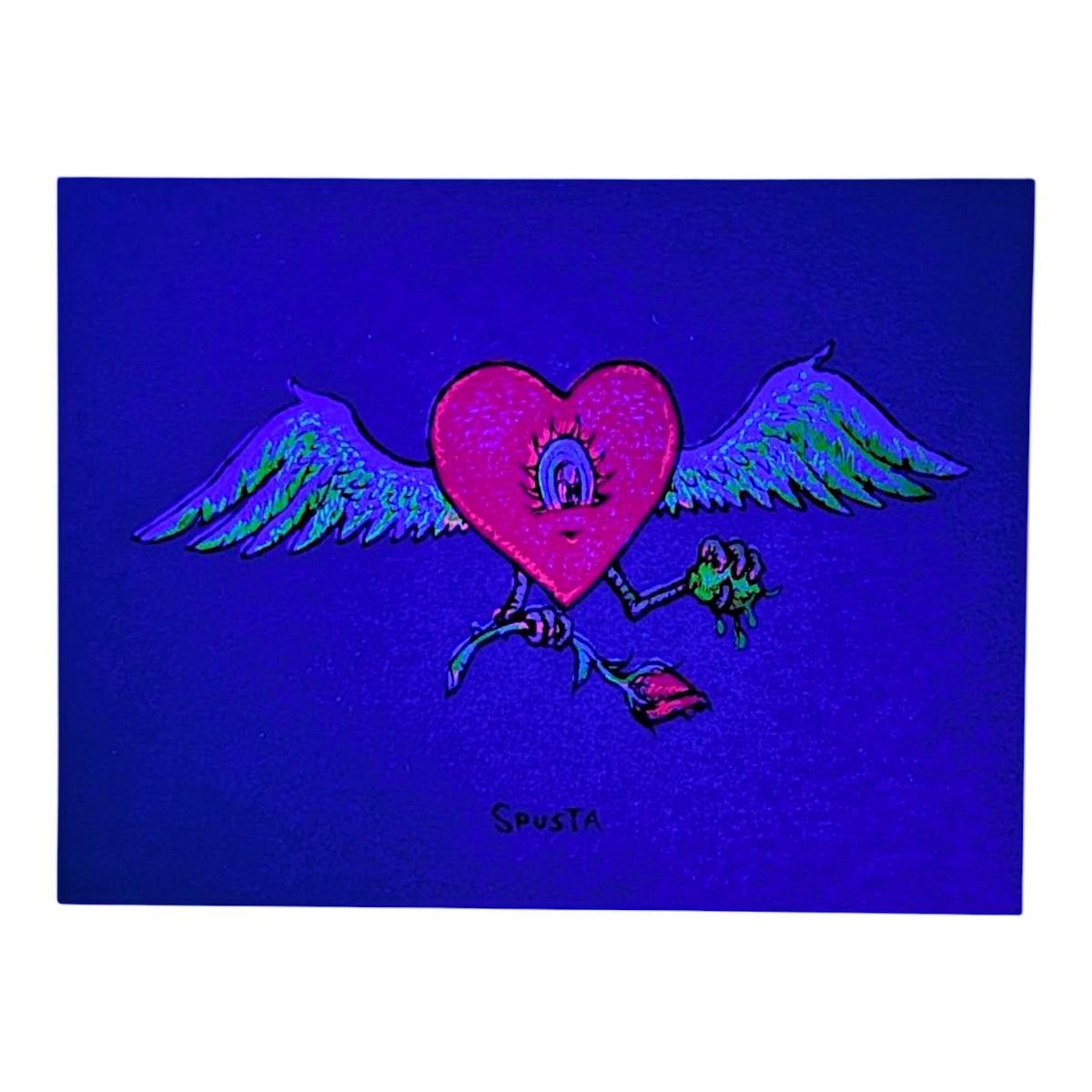 Marq Spusta
Flying Heart with Rose (Sticky Teal)
Screen print
4 x 3 in

Plate Signed