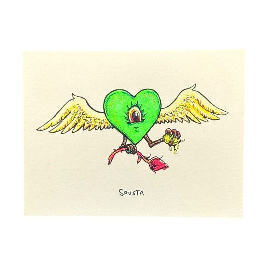 Marq Spusta Flying Heart with Rose (White Golden Shimmer) Micro Print