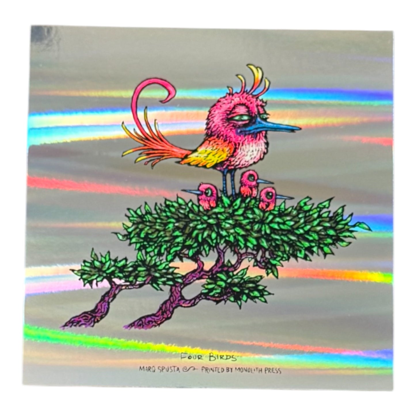 Marq Spusta "Four Birds" (Foil) Mini Print