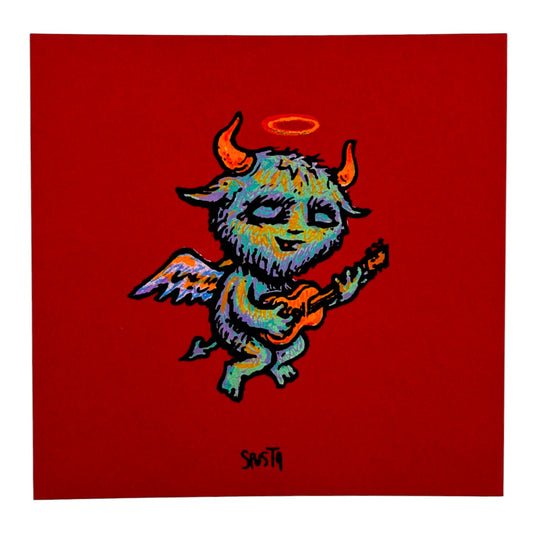 Marq Spusta "Guitarian Angel" (Red) Micro Print