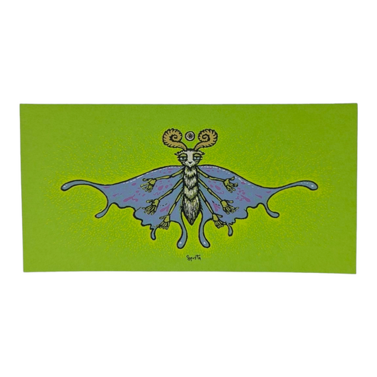 Marq Spusta Hug a Bug (Lime Green) Screen print  3 x 6 in  Plate signed