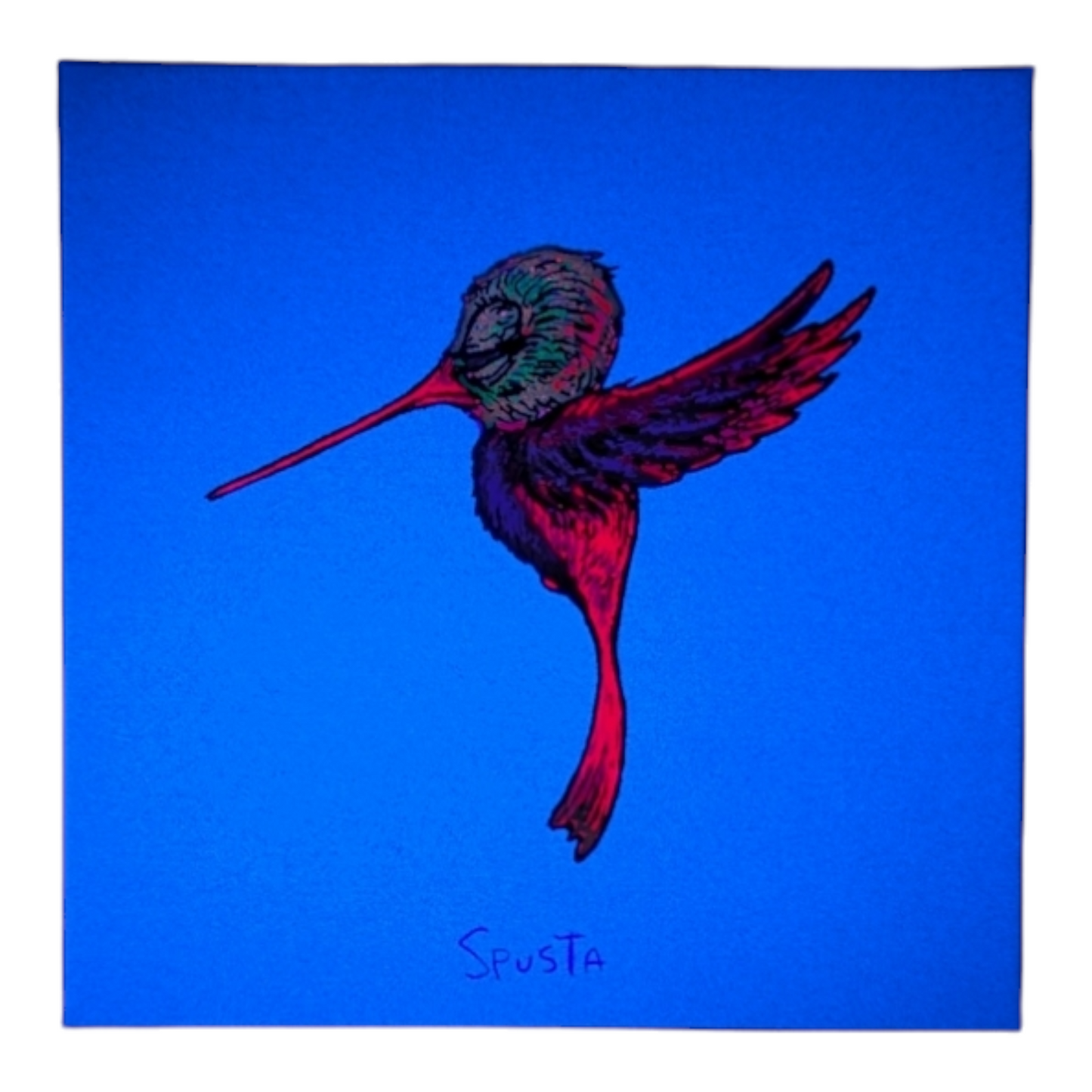 Marq Spusta Hummingbird (Light Blue Shimmer), 2022 Screen print  3 x 3 in  Plate signed