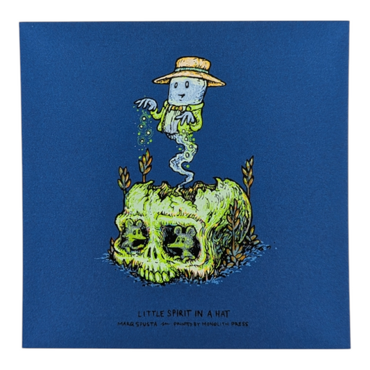 Marq Spusta
Little Spirit in a Hat (Dark Blue Shimmer), 2024
Screen print 
5 x 5 in

Plate Signed