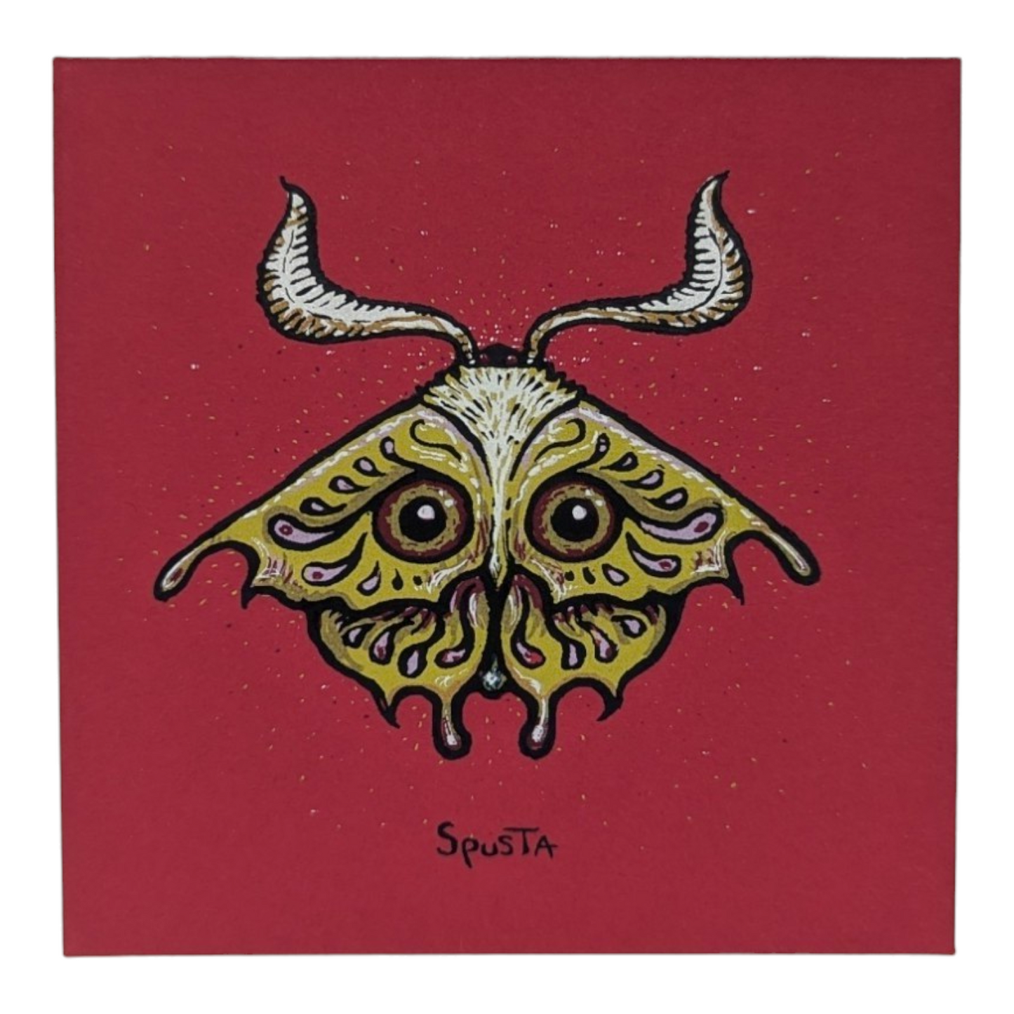 Marq Spusta Moth (Red) Screen print  3 x 3 in  Plate signed