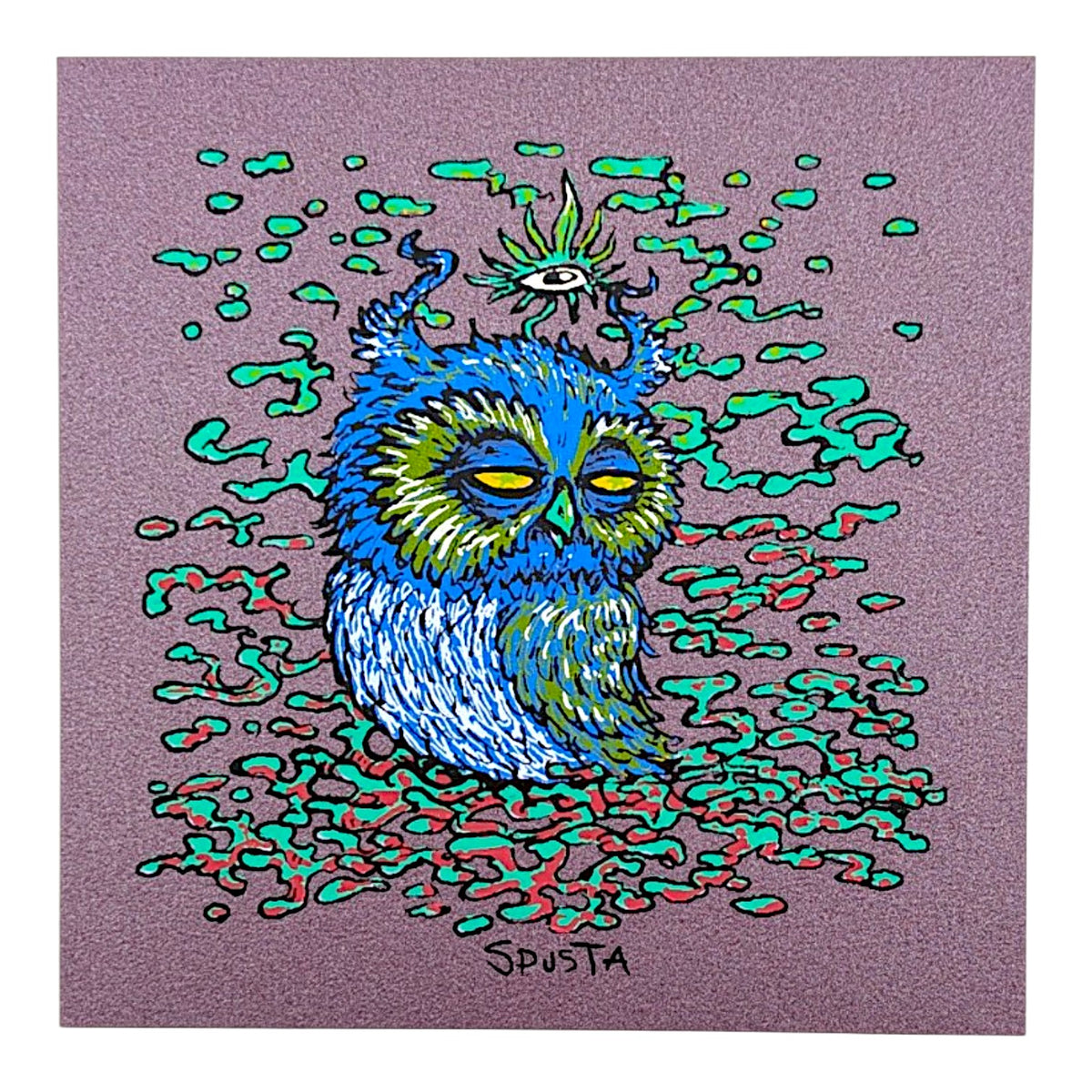 Marq Spusta
Owl (Merlot Shimmer)
Screen print
4 x 4 in

Plate Signed
