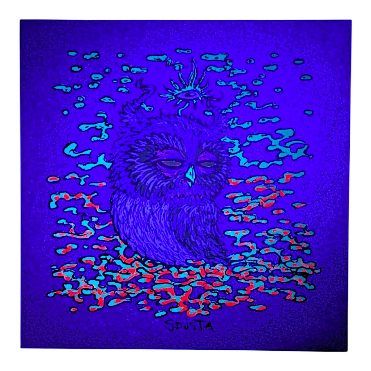 Marq Spusta
Owl (Merlot Shimmer)
Screen print
4 x 4 in

Plate Signed