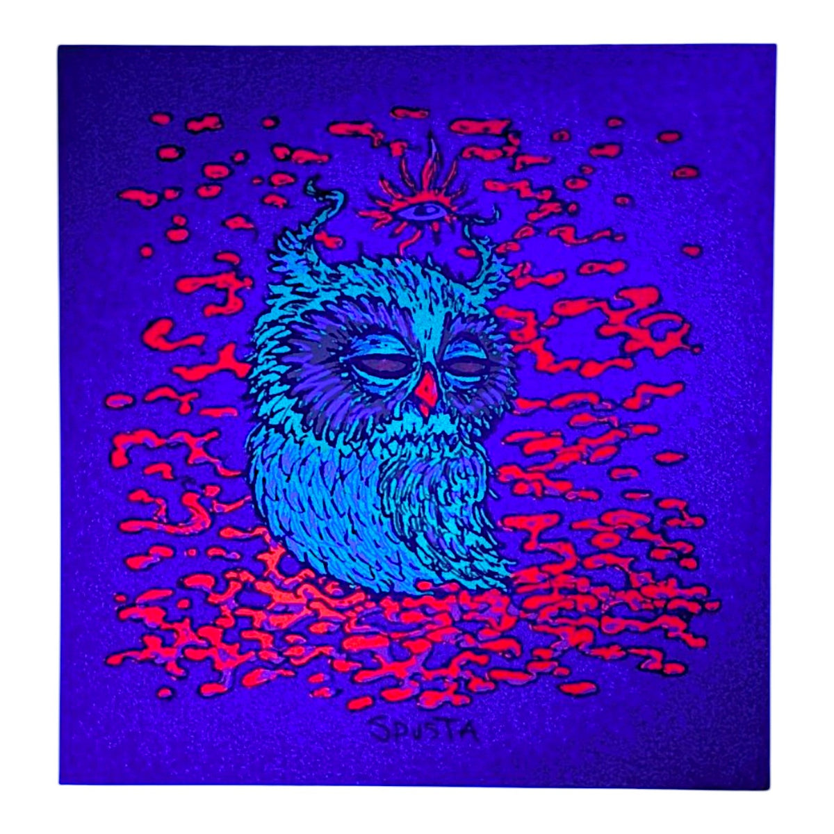 Marq Spusta
Owl (Merlot Shimmer)
Screen print
4 x 4 in

Plate Signed