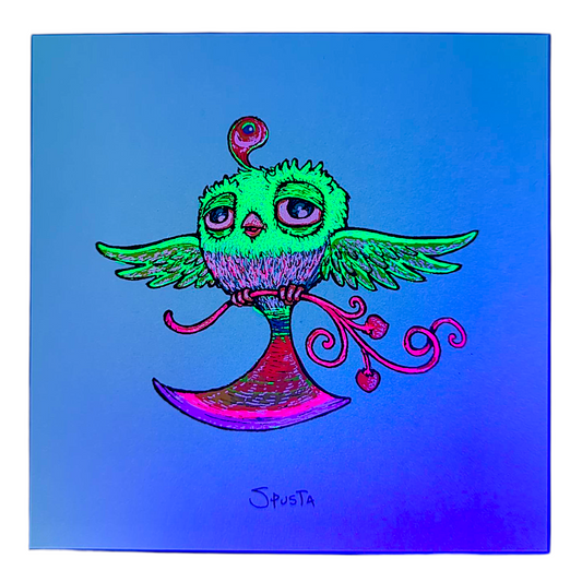 Marq Spusta Peace Branch Bird (Aqua Shimmer) Micro Print