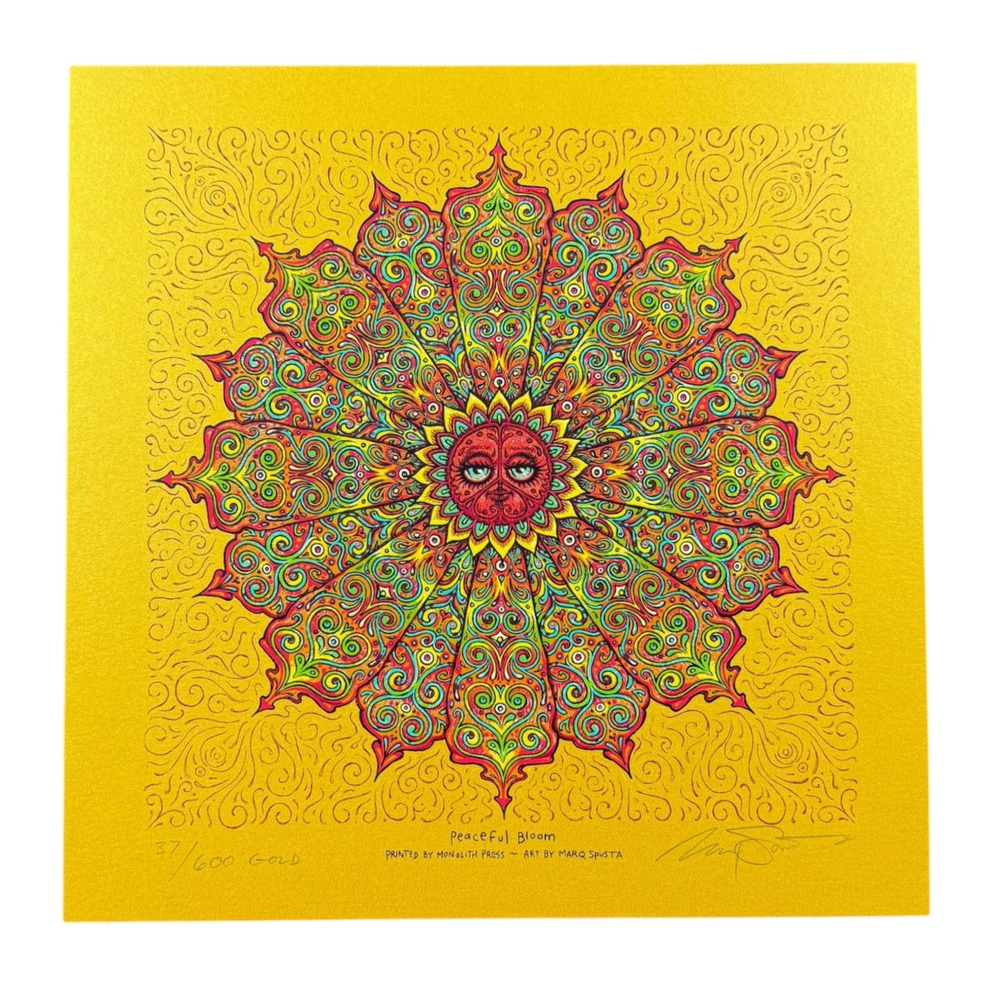 Marq Spusta "Peaceful Bloom" (Gold) Print