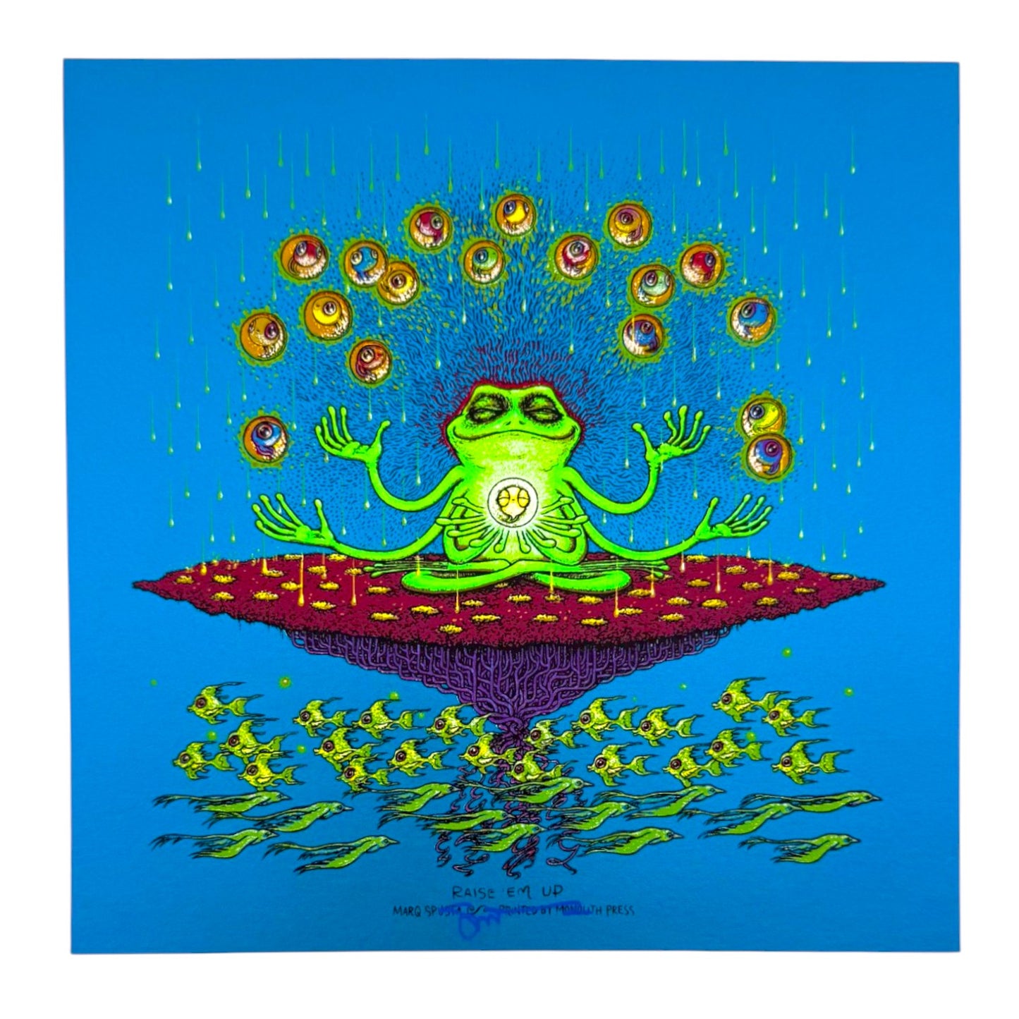 Marq Spusta  "Raise 'Em Up (Sticky Teal)" Mini Print