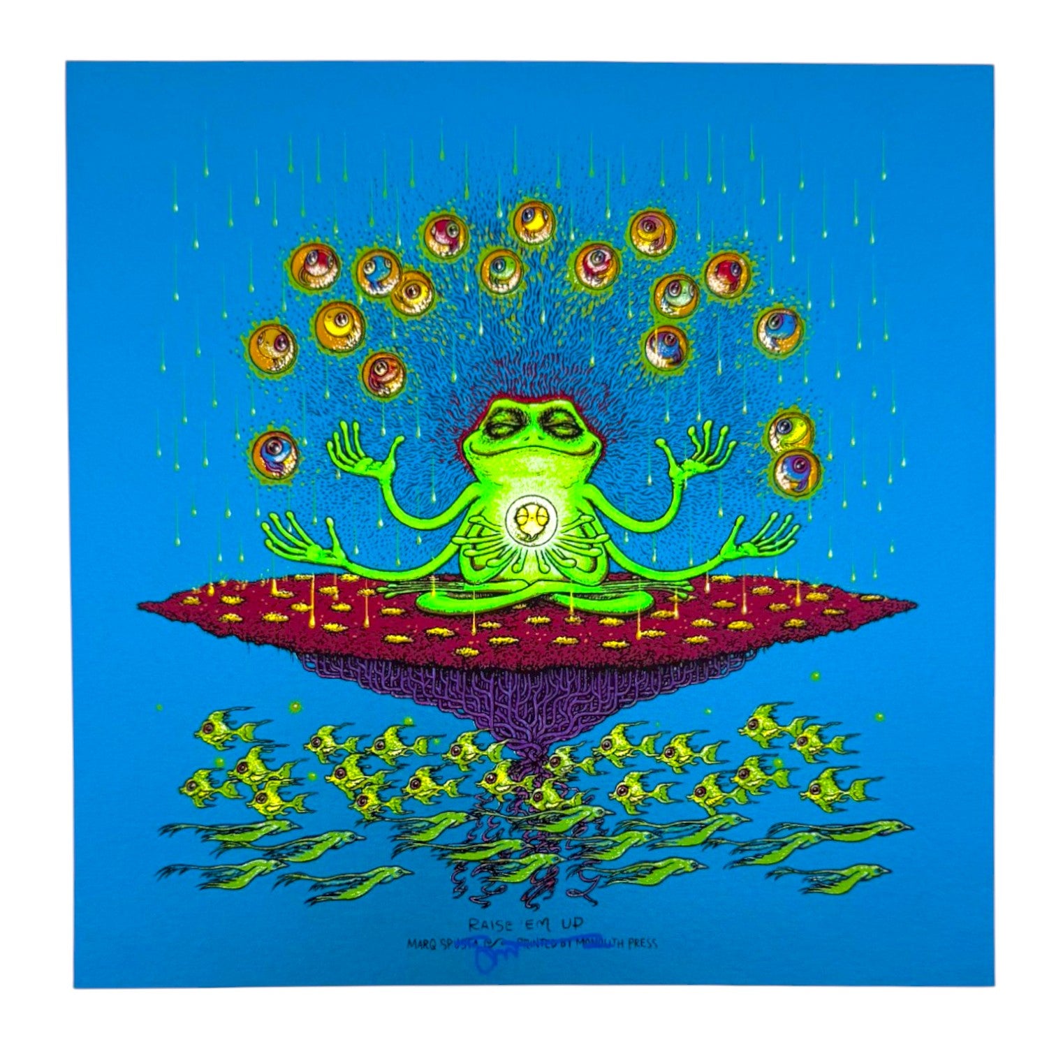 Marq Spusta  "Raise 'Em Up (Sticky Teal)" Mini Print