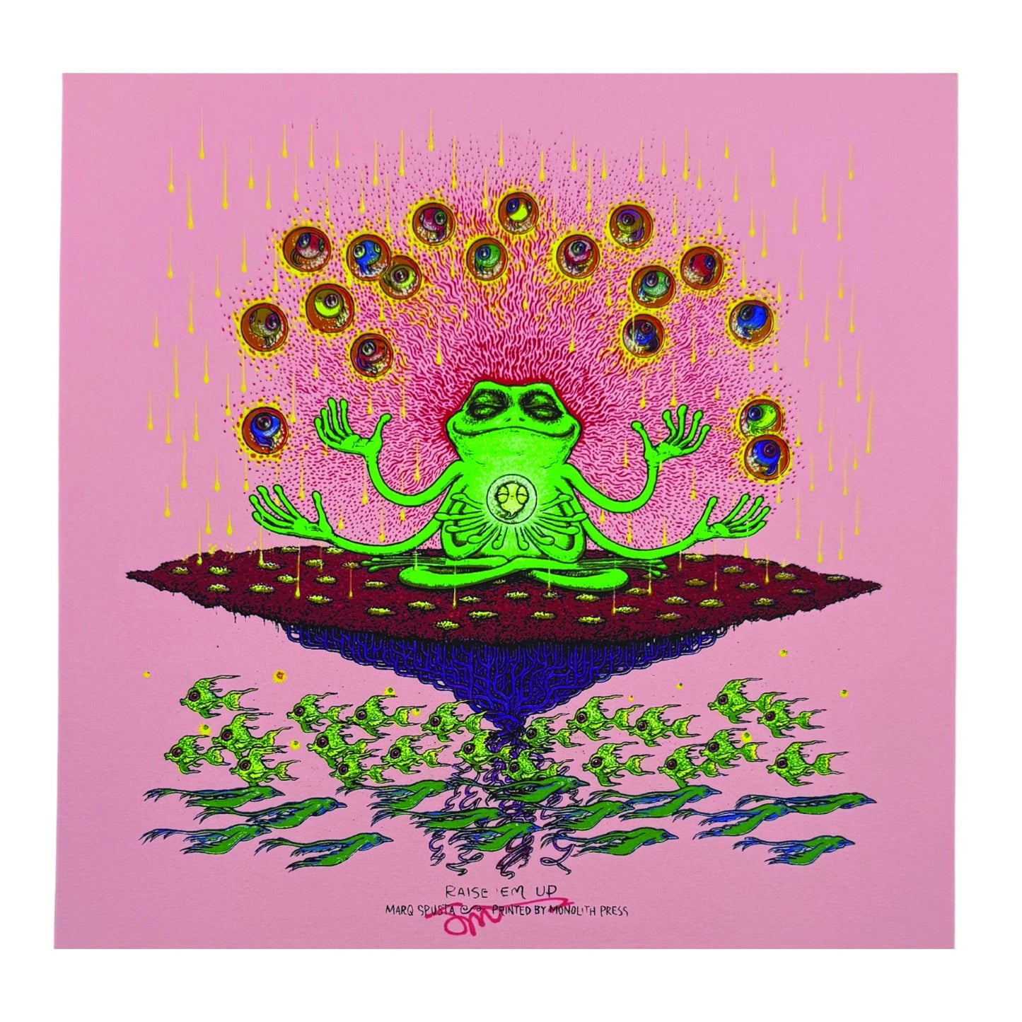 Marq Spusta "Raise 'Em Up" (Pink) Mini Print