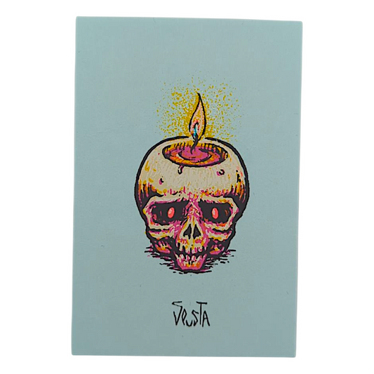 Marq Spusta
Scandle (Light Blue)
Screen print 
2 x 3 in

Plate signed