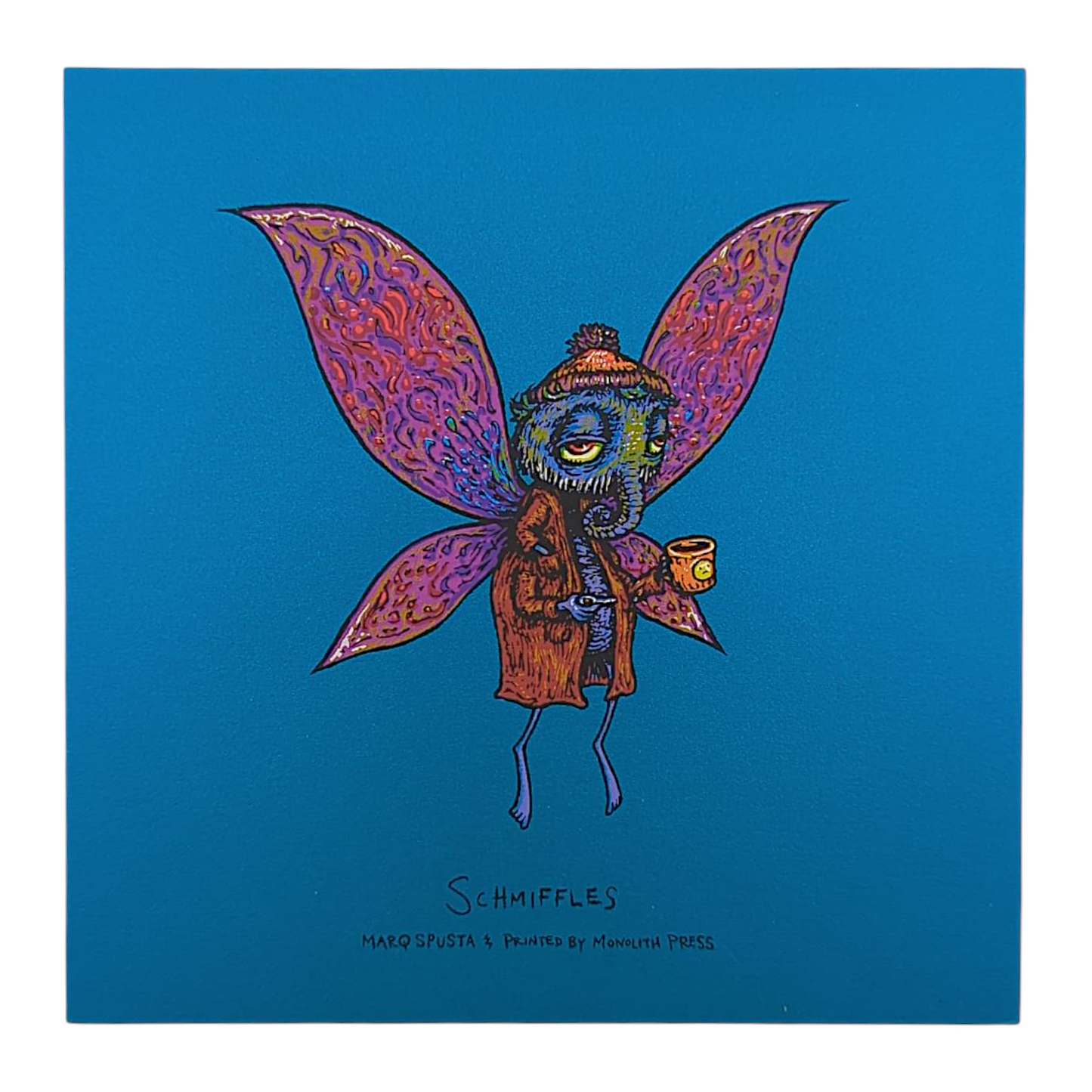 Marq Spusta 
Schmiffles (Sticky Teal), 2021 
Screen print 
5 x 5 in 

Plate Signed 