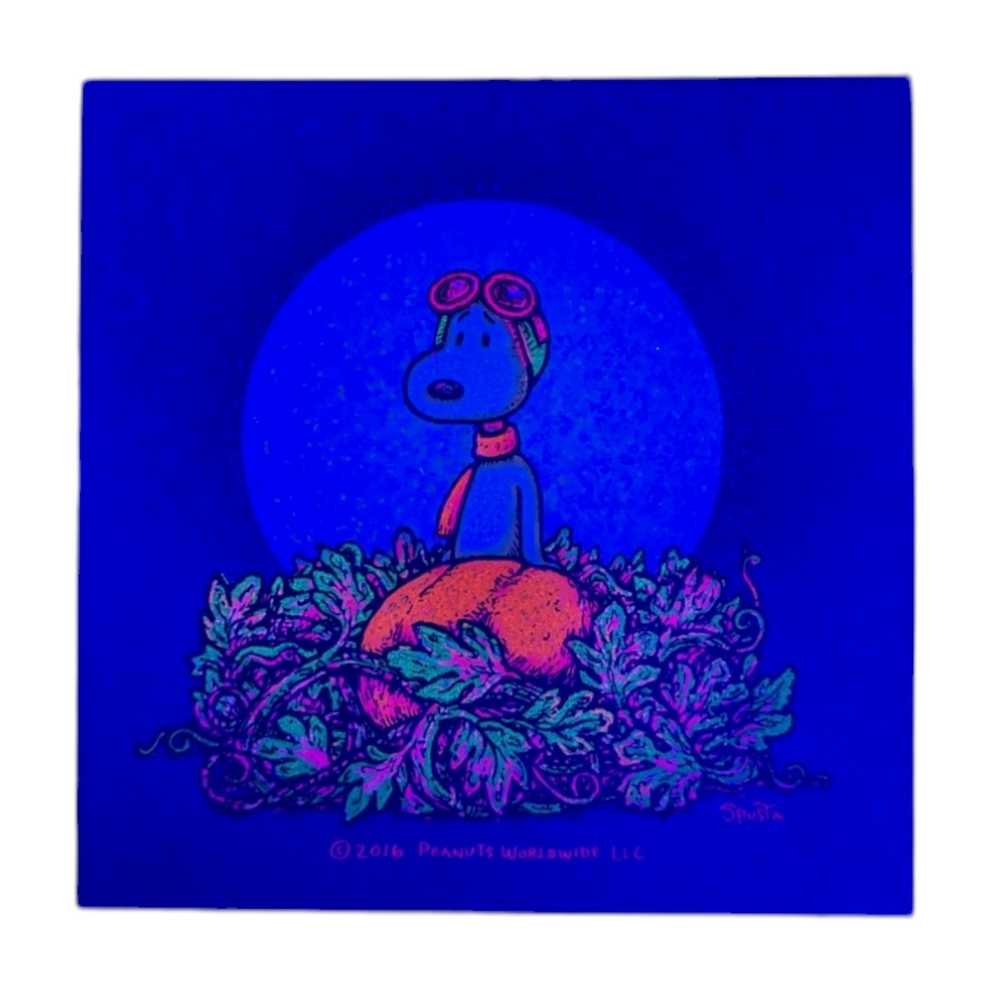 Marq Spusta Snoopy Pumpkin (Blue), 2016 Screen print  4 x 4 in  Plate signed