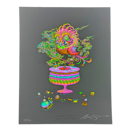Marq Spusta "Spinning Soundly (Black Rubber)" Mini Print
