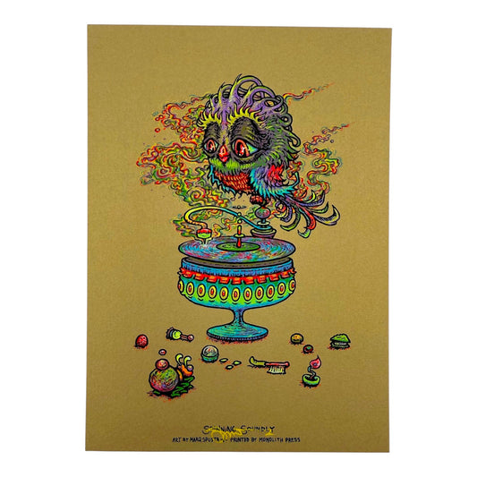 Marq Spusta  "Spinning Soundly (Listening Gold)" Mini Print