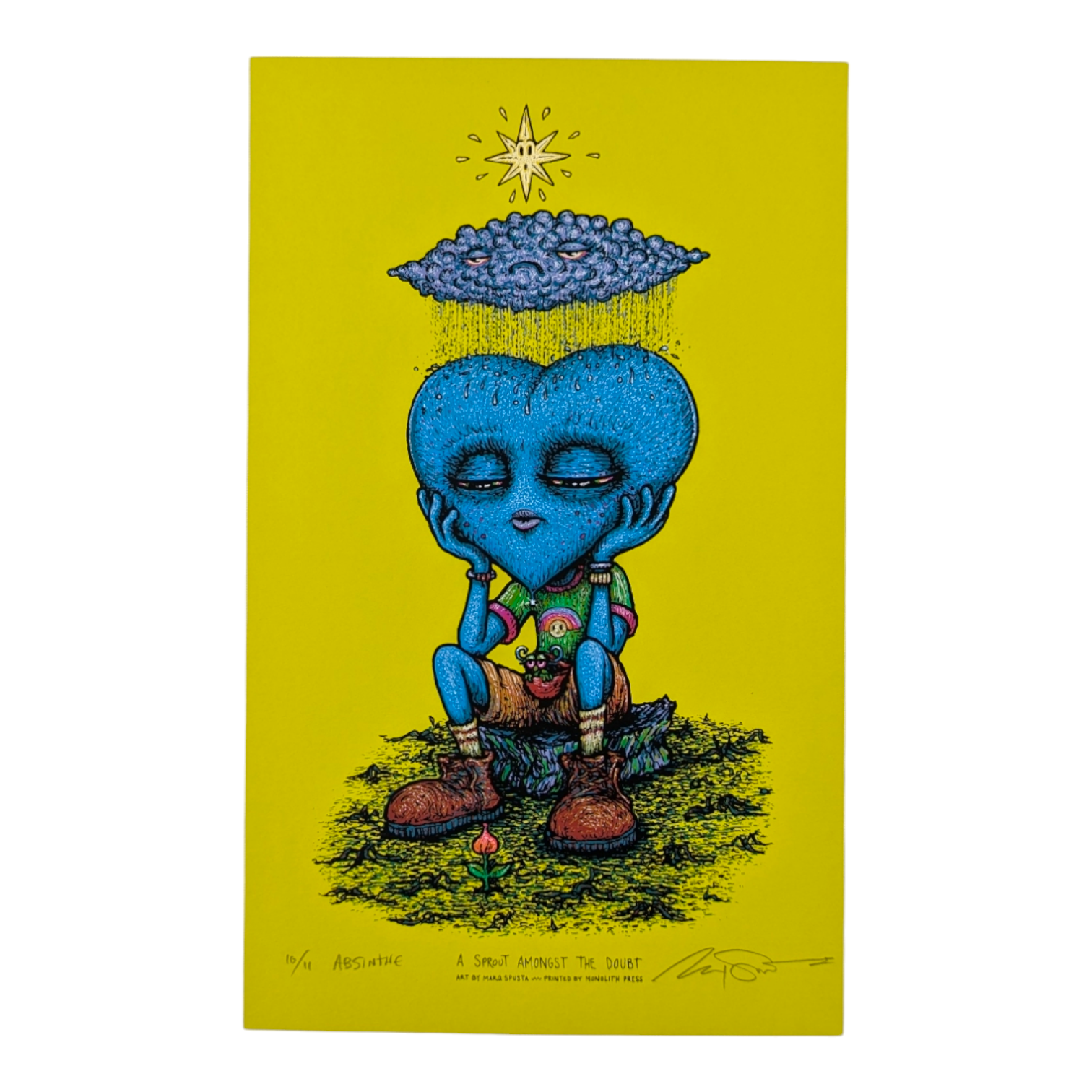 Marq Spusta
A Sprout Amongst the Doubt (Absinthe), 2020
Screen print 
5 x 7 in

Hand Signed by the artist