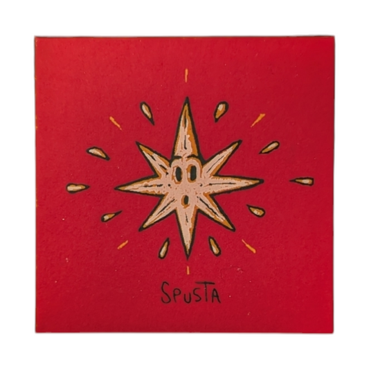 Marq Spusta Star (Red Rubber) Screen print  2 x 2 in  Plate signed