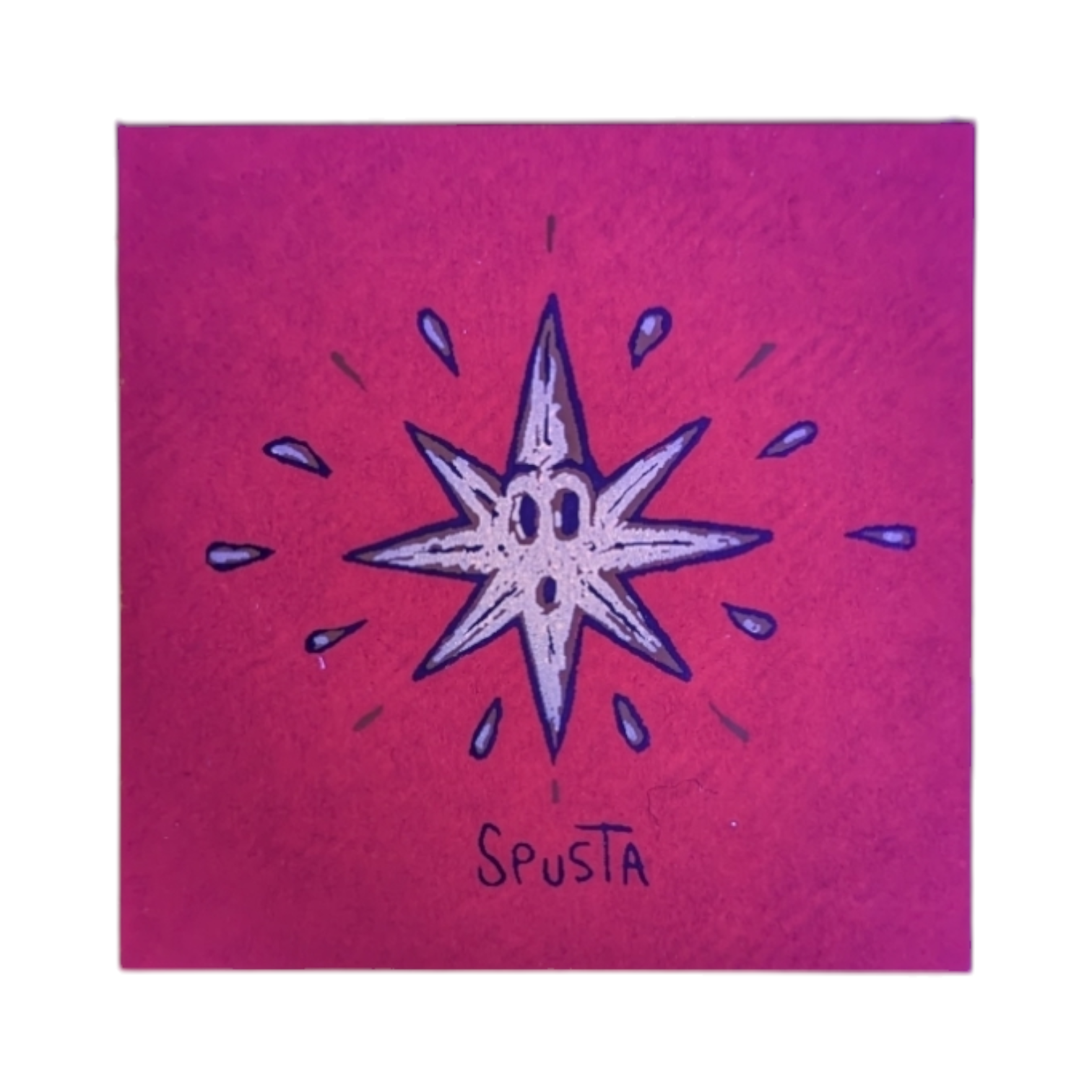 Marq Spusta Star (Red Rubber) Screen print  2 x 2 in  Plate signed