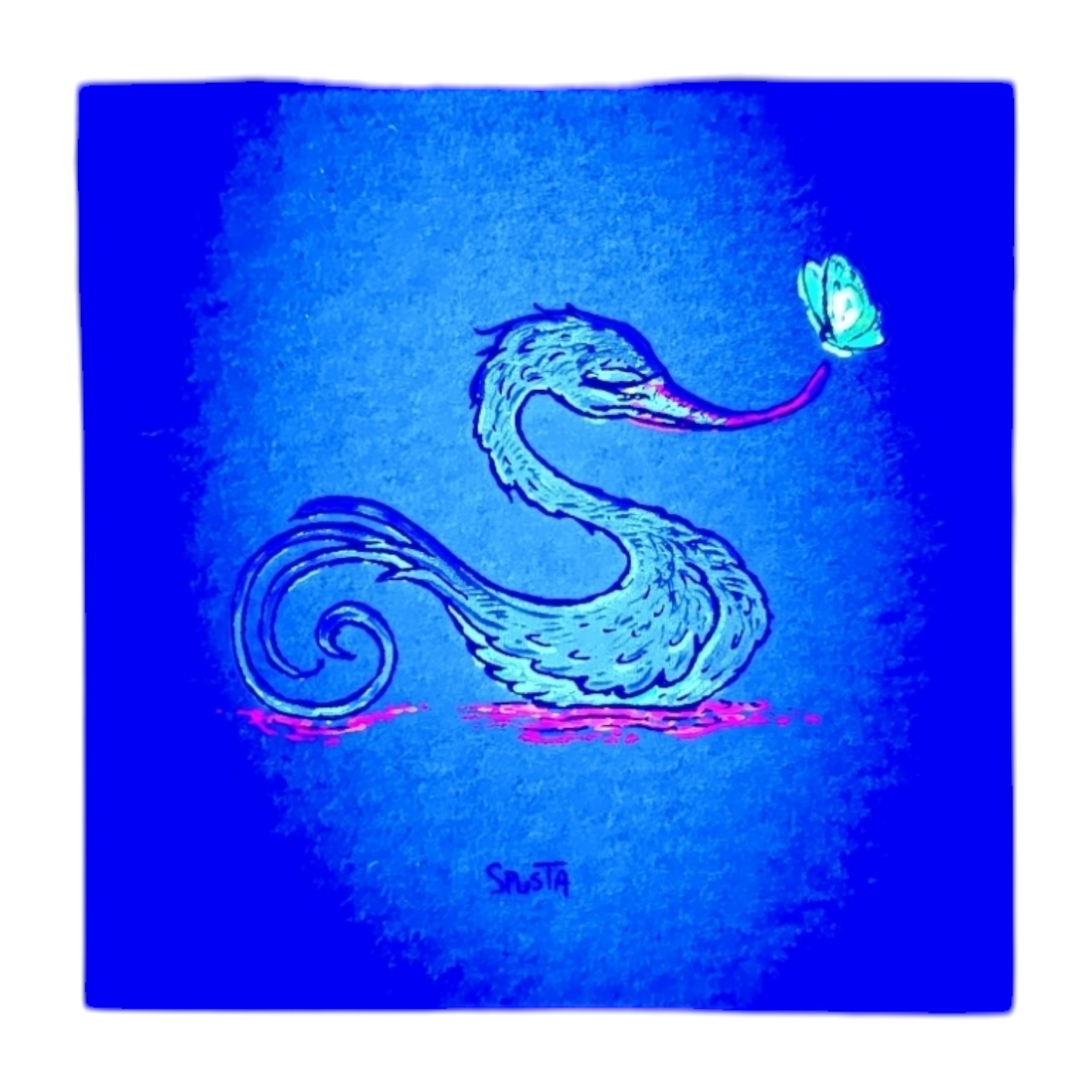 Marq Spusta
Swan (Cream Shimmer)
Screen print 
3 x 3 in

Plate signed