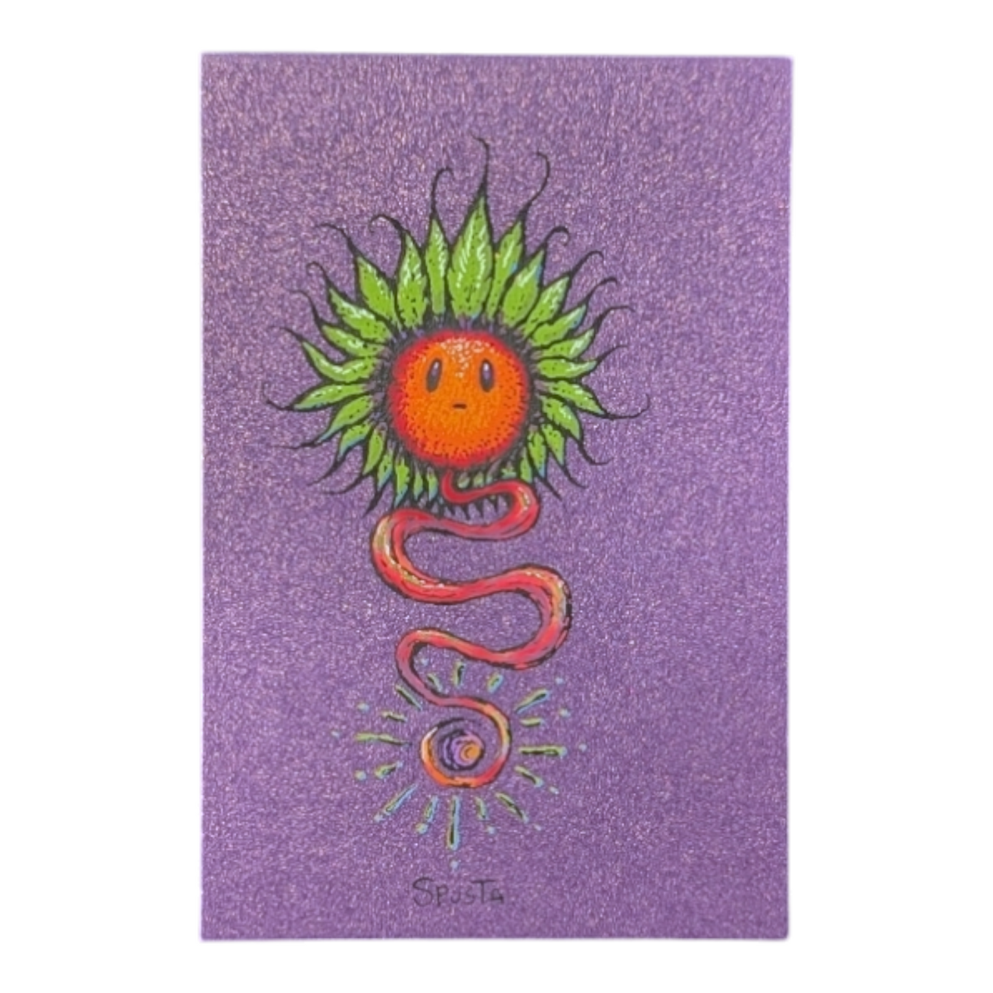 Marq Spusta The Sunflower (Purple Shimmer) Screen print  3 x 2 in  Plate signed.