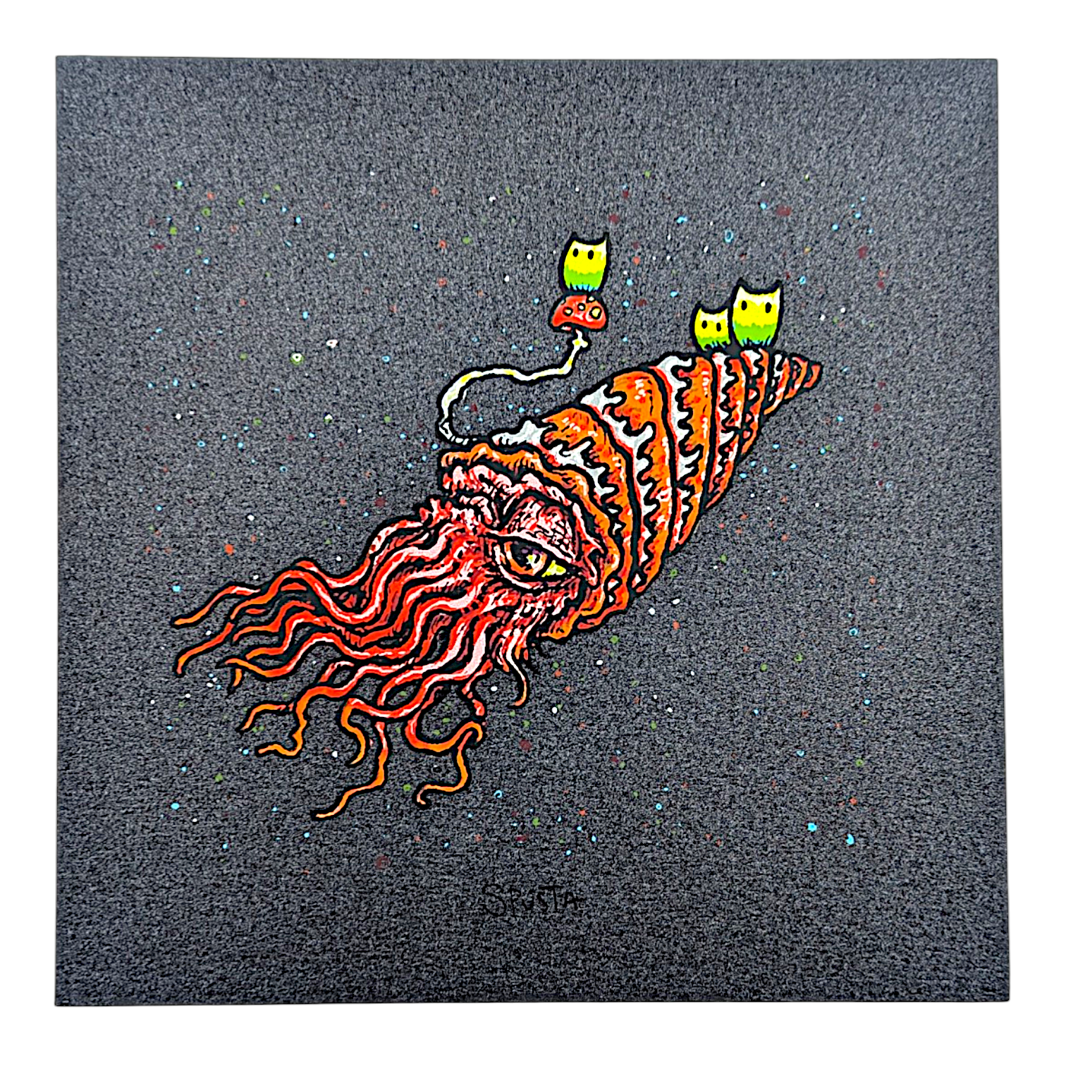 Marq Spusta
Voyageminder (Black Shimmer), 2019
Screen print
4 x 4 in

Plate signed