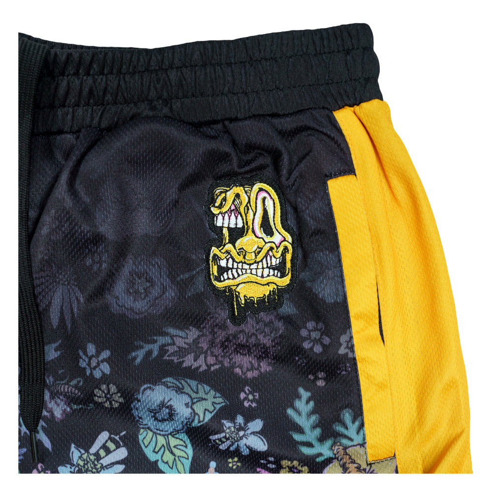 Melty Bros (Aaron Brooks x Vincent Gordon) Black Mesh Shorts 
- Exclusive Melty Bros artwork by Aaron Brooks and Vincent Gordon 
- Fully sublimated design with crisp color and detail 
- Limited edition 
- Lightweight breathable mesh construction 
- Comfortable elastic waistband with adjustable drawcord 
- Signature embroidery details 