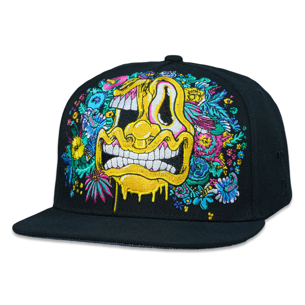 Created with our longtime friends Aaron Brooks and Vincent Gordon, the Melty Bros Black Snapback brings their unmistakable artwork to one of our cleanest silhouettes. Rich embroidery wraps the front and back of the crown, showcasing the trippy, character filled style that has made the Melty Bros a staple in our world for years.

This piece was produced in limited quantities and finished with the signature Grassroots details collectors look for. The fit is dialed, the materials are premium, and every element