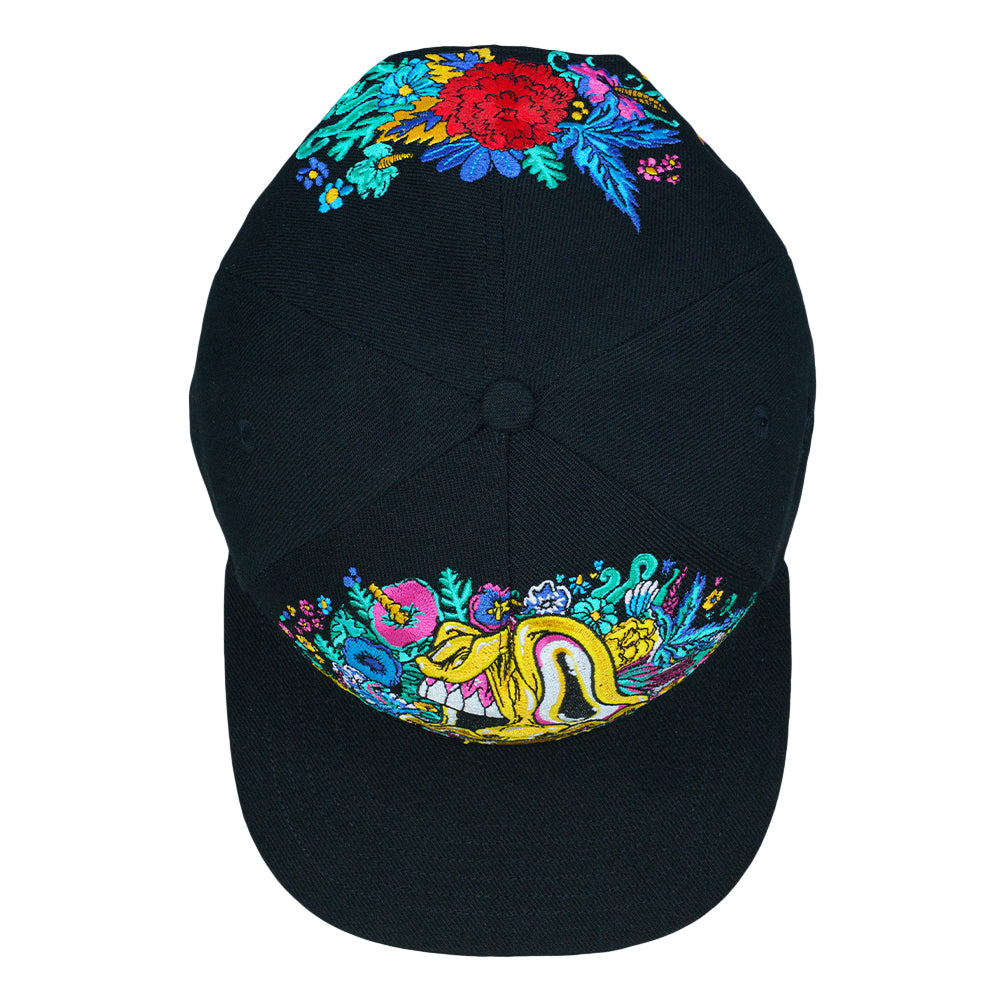 Created with our longtime friends Aaron Brooks and Vincent Gordon, the Melty Bros Black Snapback brings their unmistakable artwork to one of our cleanest silhouettes. Rich embroidery wraps the front and back of the crown, showcasing the trippy, character filled style that has made the Melty Bros a staple in our world for years.

This piece was produced in limited quantities and finished with the signature Grassroots details collectors look for. The fit is dialed, the materials are premium, and every element